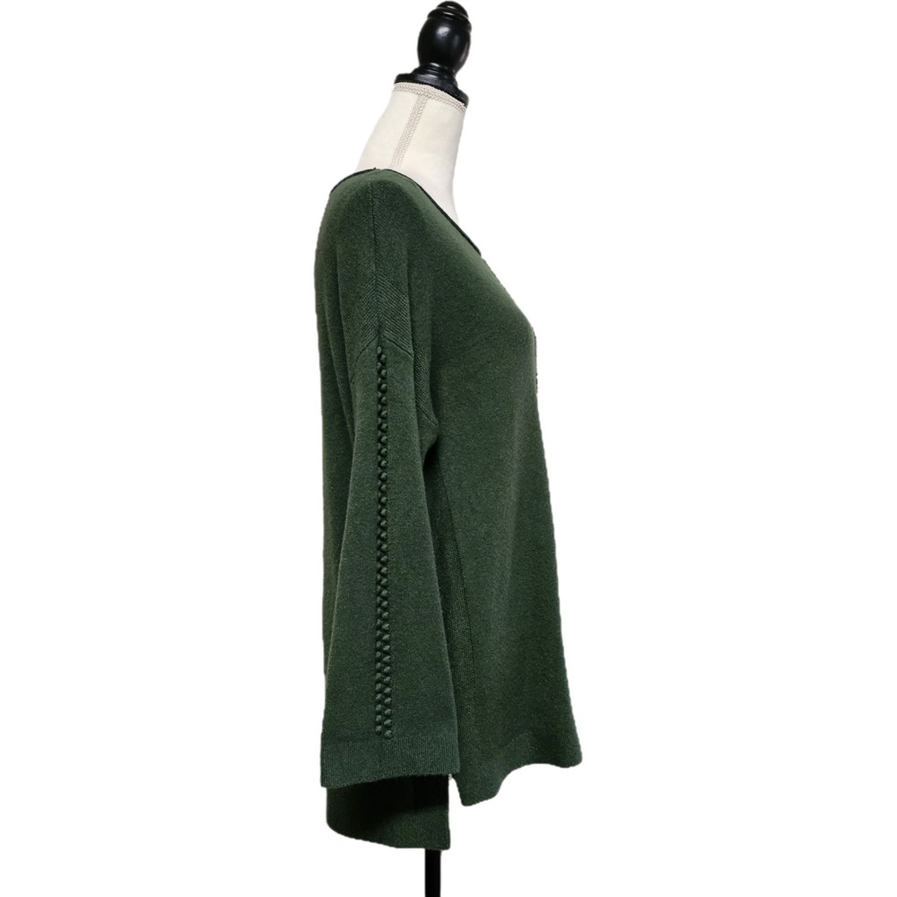 Soft Surroundings Forest Green Bobble Detail Sweater Size M Minimalist Holiday - Picture 2 of 8